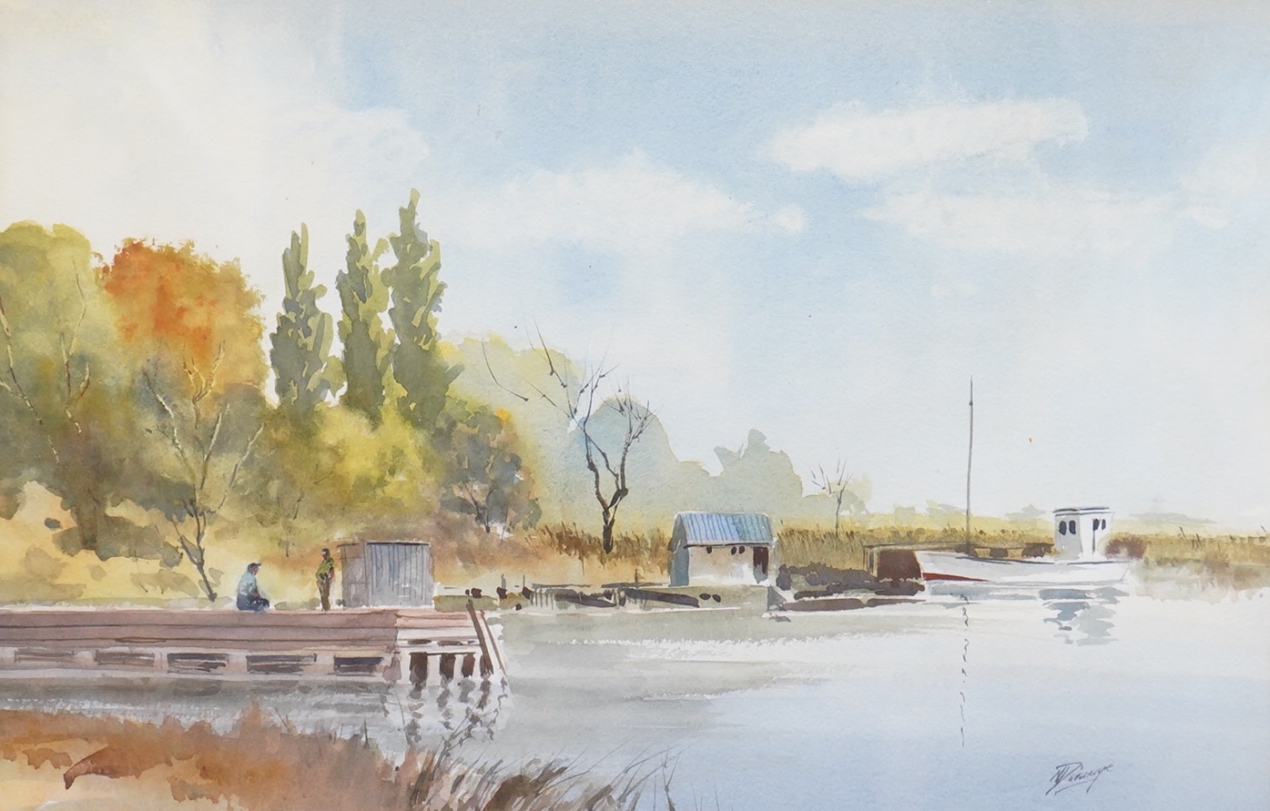 Norman Dinnage (b.1928), ‘Chesapeake Bay’, signed, watercolour, details verso, 32 x 48cm